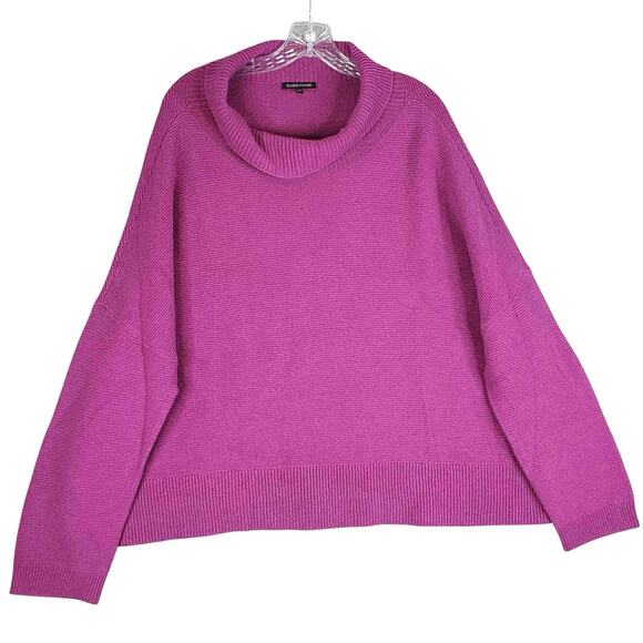 Eileen Fisher Sweater Womens XL Mock Neck Wool Alpaca Blend Pullover Knit Purple - Picture 2 of 8